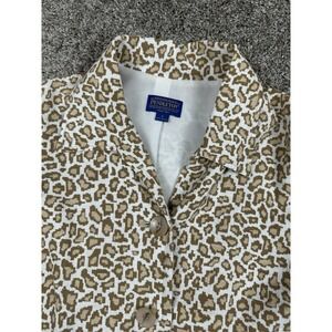 Pendleton Leopard Print Linen Blend Cropped‎ Shirt‑Jacket Women's S